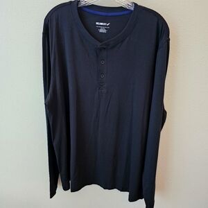 William Rast Long-Sleeved Henley Shirt Black Sz XL